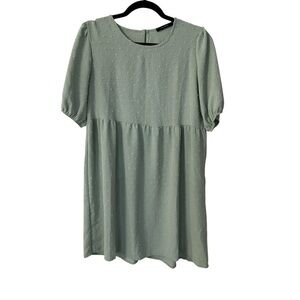 21 Saints Women’s Short Sleeve Sage Green Swiss Dot Babydoll Top Size XL GUC
